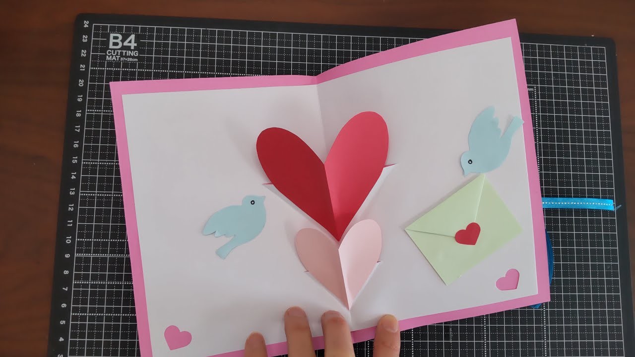 How to make greeting card.pop up heart.easy handmade