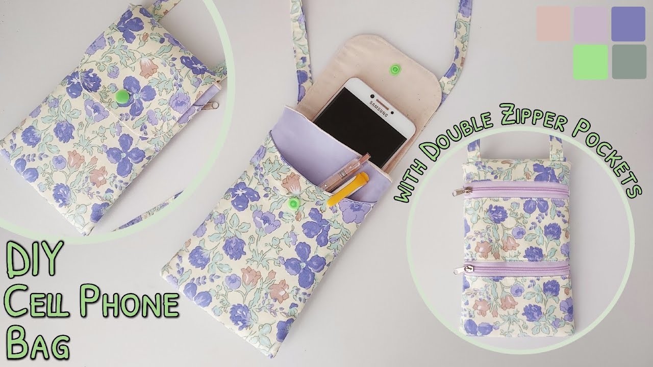 How to sew a cell phone bag with 3 pockets | diy cell phone pouch | easy cell phone bag tutorial