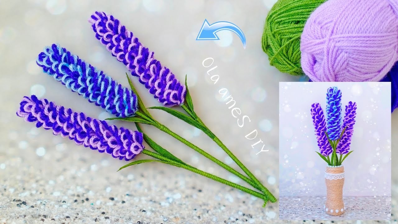 It's so Beautiful ???????? Super Easy Lavender Flowers Craft Idea with Wool - DIY Amazing Yarn Flowers