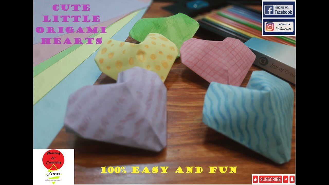Learn how to make #cute #origami hearts.  #handmade #papercraft #diy #decoration