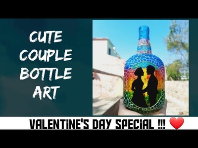 Old Monk Bottle Painting | Couple Bottle Art | Easy Bottle Art | DIY gift for valentines day |