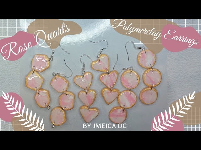 Rose Quartz - Valentines Special polymerclay earrings | Easy tutorial and for beginner