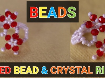 Seed bead ring | beaded ring | crystal beaded ring | do it yourself | craft ideas | ring designs diy