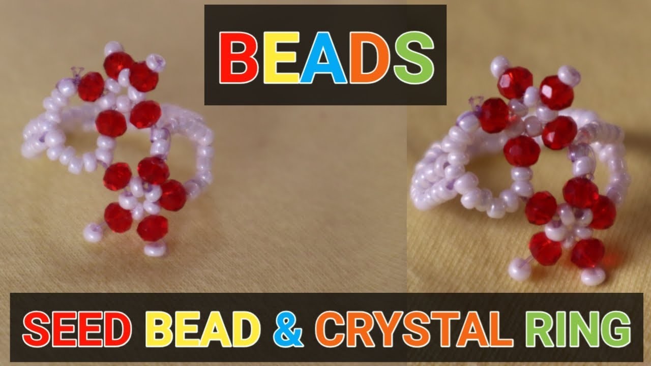 Seed bead ring | beaded ring | crystal beaded ring | do it yourself | craft ideas | ring designs diy