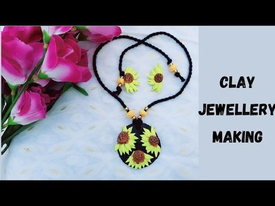 Sunflower clay jewellery at home|Clay jewellery makingathome|#diyjewelry