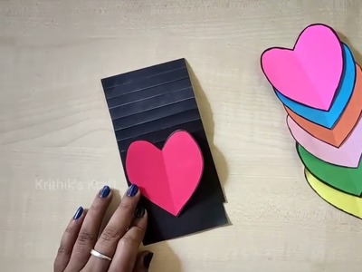 Valentine's Day Crafts | Rainbow Heart Waterfall Card| Handmade Gift Card | Valentine's Day Gifts