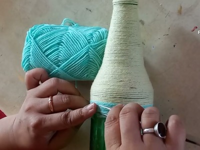 Very beautiful and elegant bottle craft idea with wool#viralvideo #beautifulcraftideas