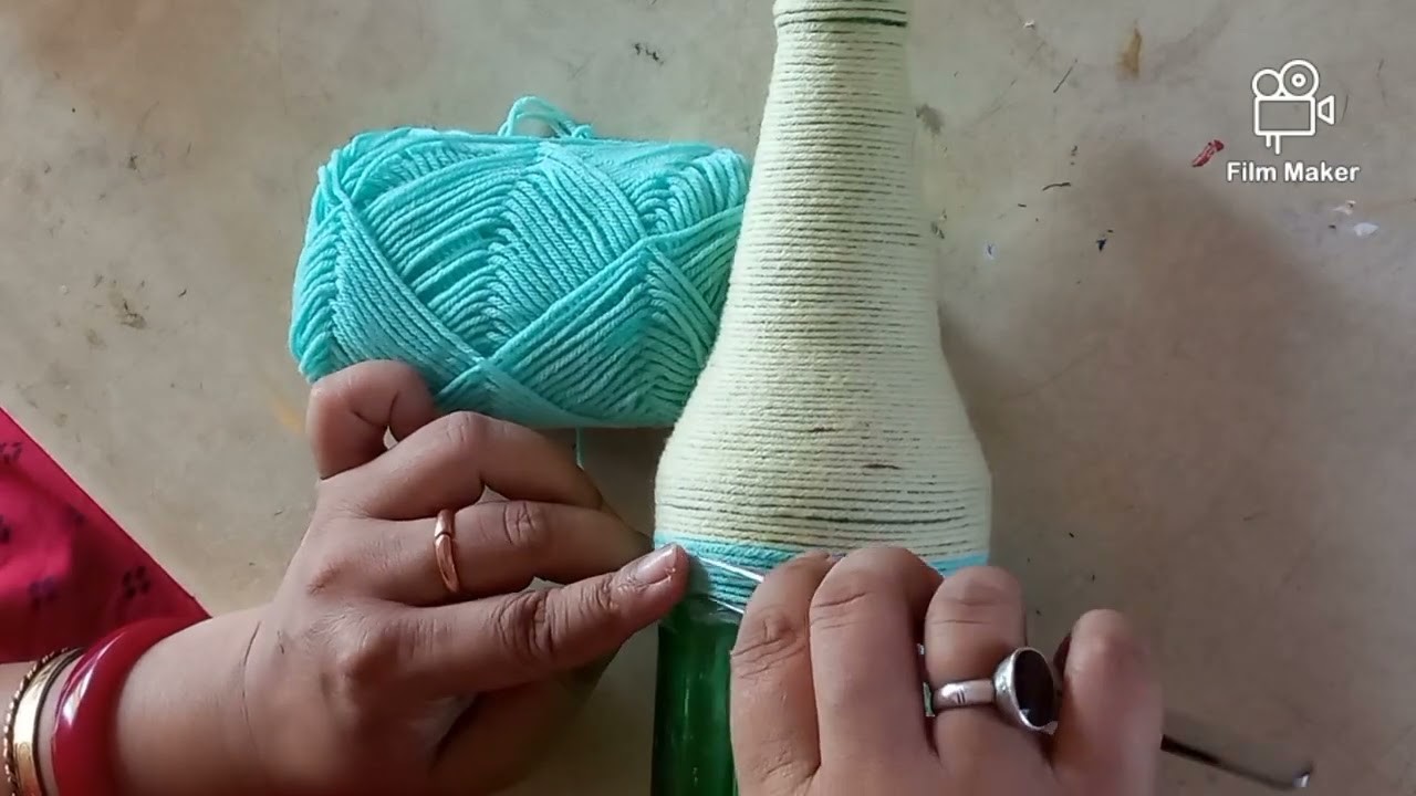 Very beautiful and elegant bottle craft idea with wool#viralvideo #beautifulcraftideas