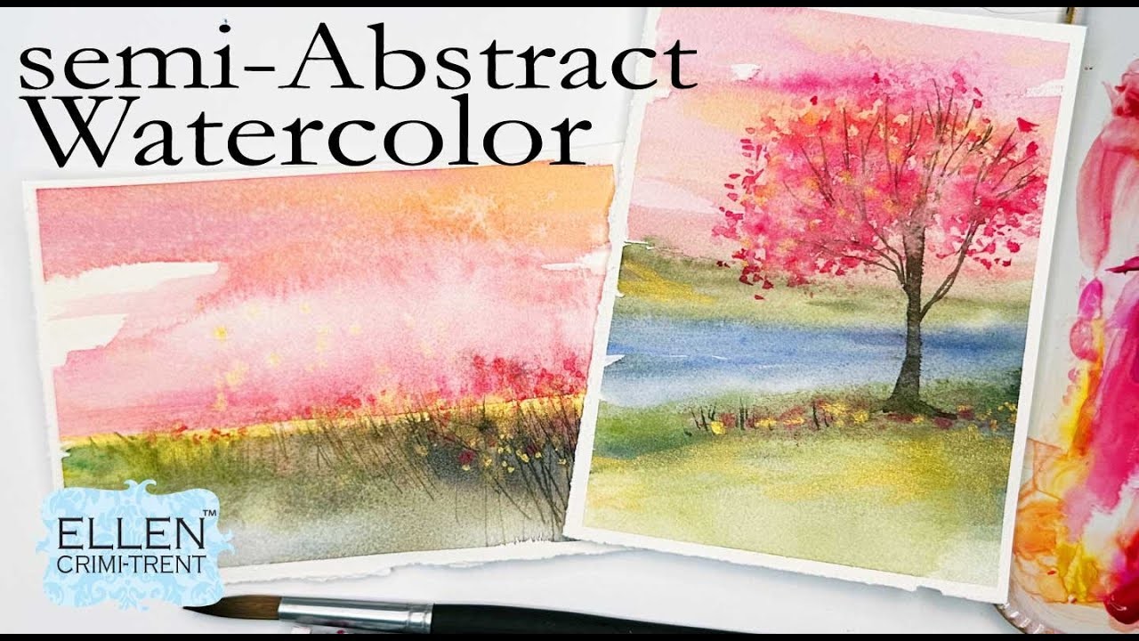 Watercolor Abstract  Landscape Cards. Valentines Day Cards. Anniversary Cards