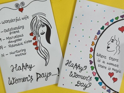 2 Easy DIY Women's Day Greeting Card. Easy Card Ideas for Women's Day 2023.International Women's Day