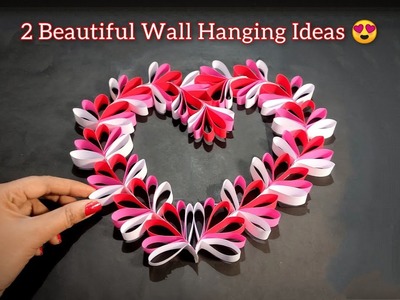 2 Quick & Easy Paper Wall Hanging Ideas| Paper Flower Wall Decor| Cardboard Reuse | Heart Shape DIY