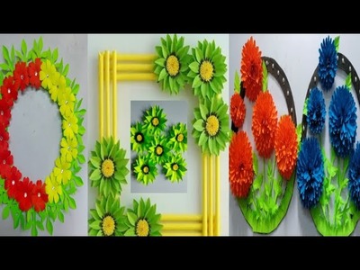 3 Easy and Beautiful Wall Decor Ideas.Paper Flower Wall Hanging Ideas.Paper Craft for Wall Decor