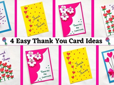 4 Easy & Beautiful DIY Thank You Card for Teachers | DIY card ideas for Beginners | Greeting Card