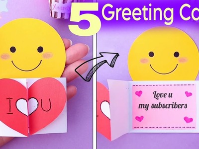 5 EASY Greeting card Ideas | DIY Valentine's Day Card | How to make Birthday Card with paper