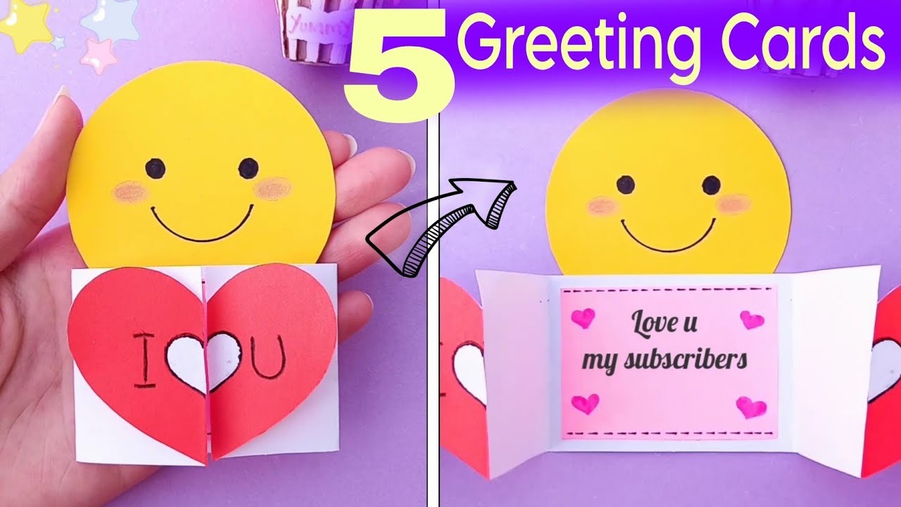 5 EASY Greeting card Ideas | DIY Valentine's Day Card | How to make Birthday Card with paper