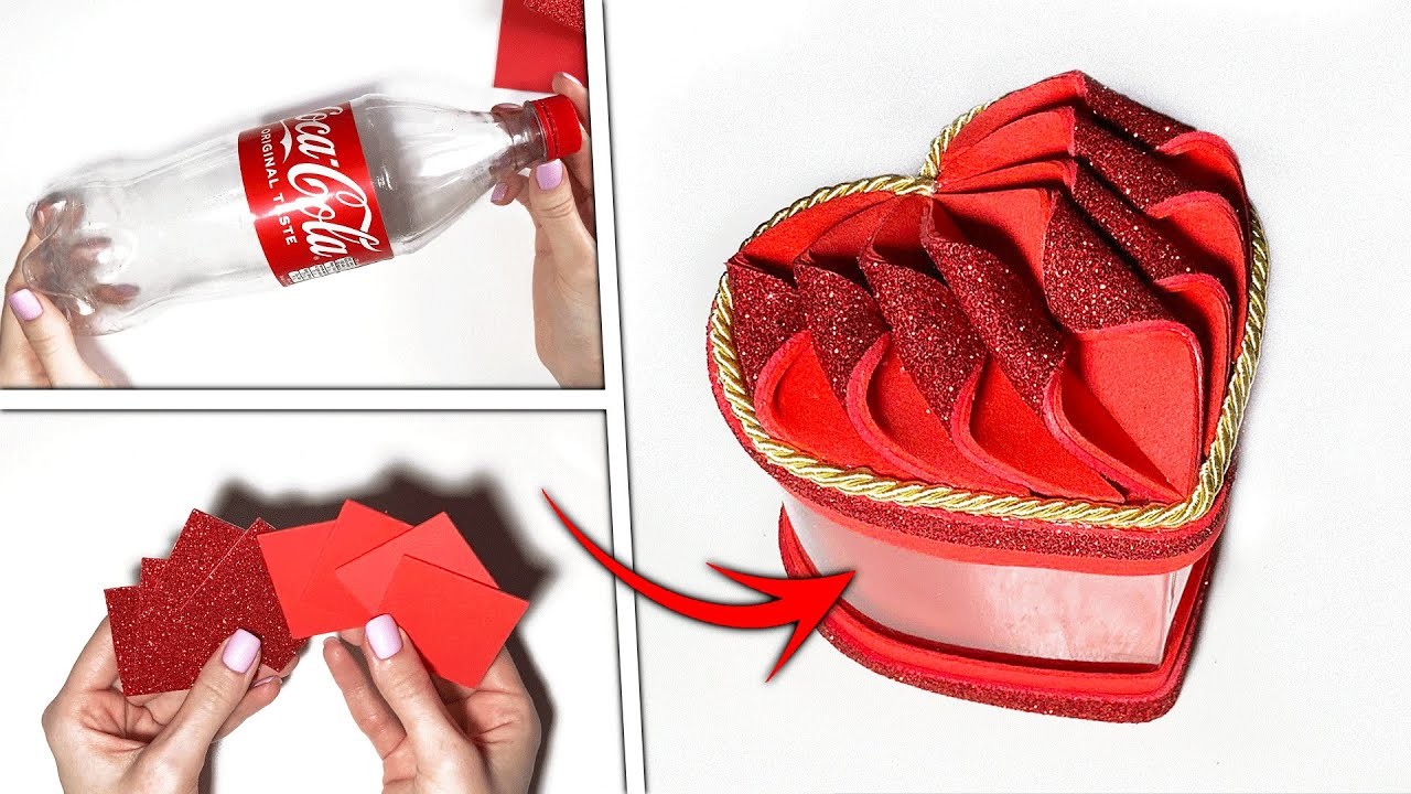 Amazing Gift Box ???? Making of Glitter Foamiran and Plastic Bottle ❤️ Valentine’s Day DIY Idea