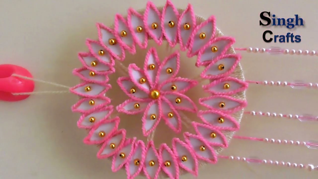 Amazing Wall Hanging Design Ideas For Home Decor Using Pink woolen and Paper