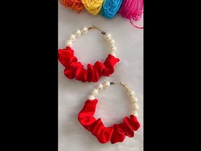 Beaded scrunchie earrings diy | diy scrunchie hoop earrings | recreation editi craft diy scrunchie