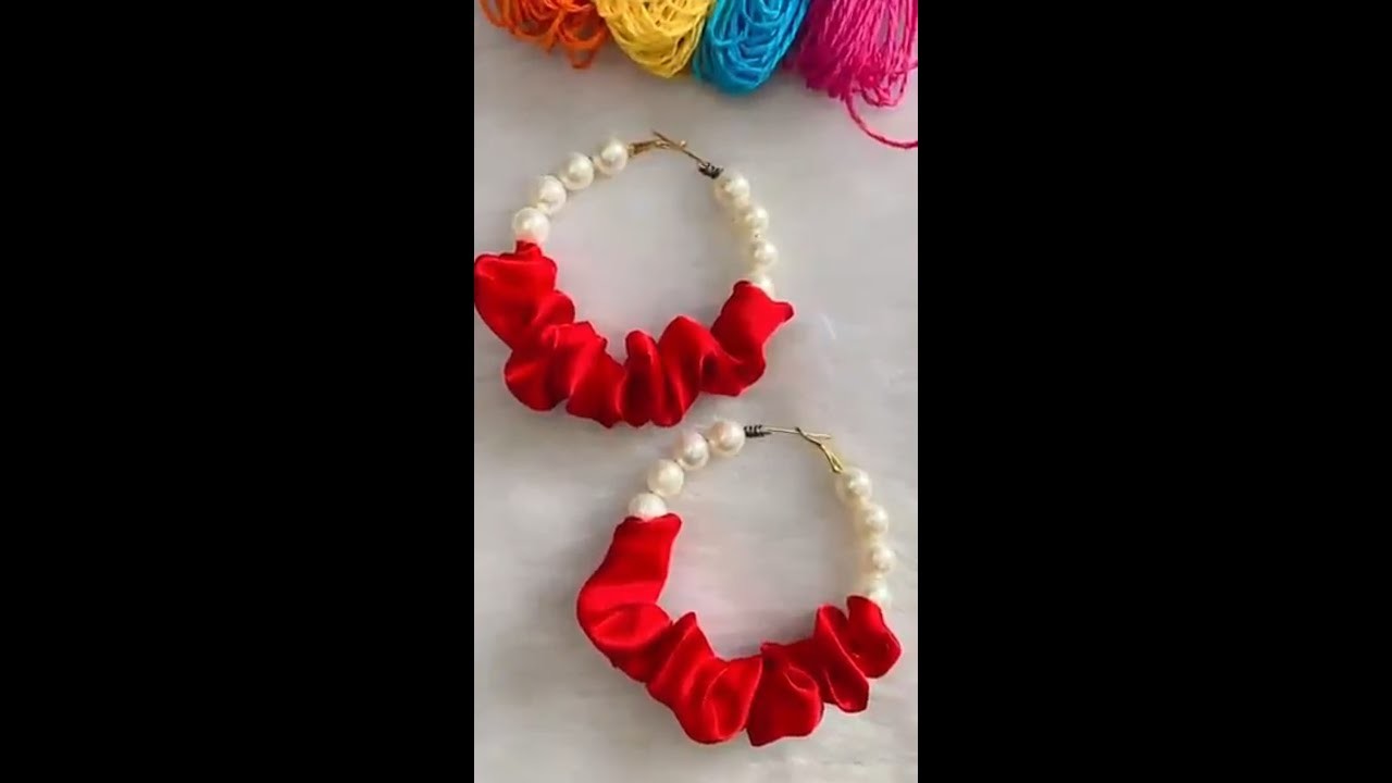 Beaded scrunchie earrings diy | diy scrunchie hoop earrings | recreation editi craft diy scrunchie