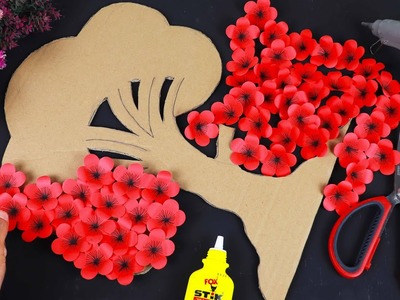 Beautiful Wall Hanging Craft Using Cardboard. Paper Flower Wall Hanging. Home Decoration Ideas