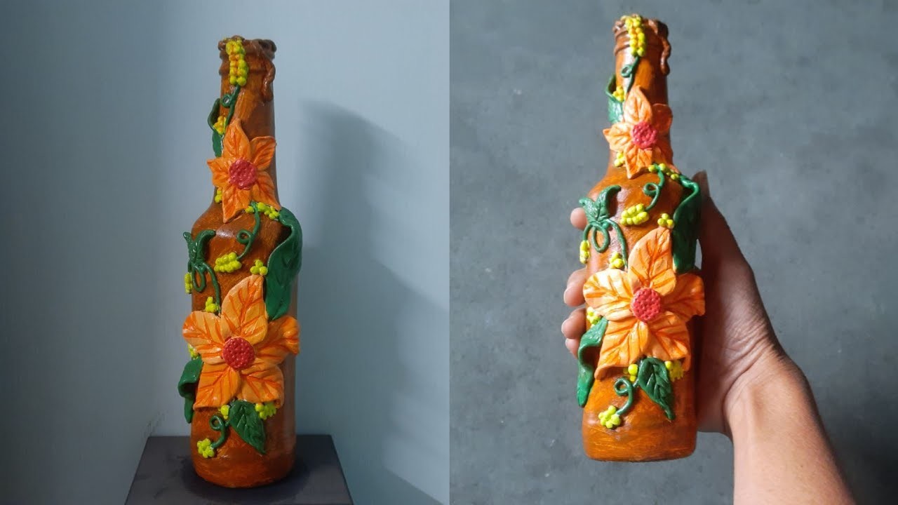 Bottle art with clay #diy #sakshicraftstudio #handmade #craft