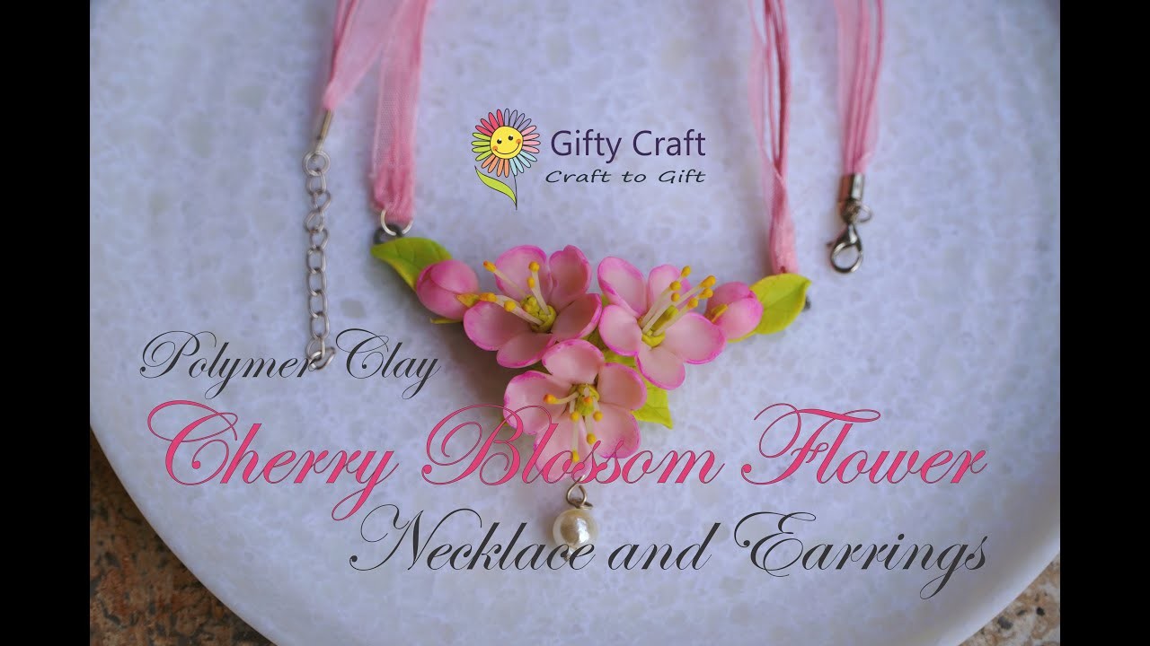 Cherry Blossom Flower Necklace and Earrings | No Molds Easiest way to make flowers using clay