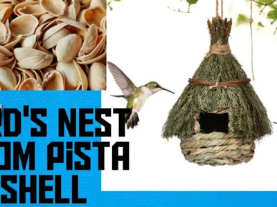 DIY Bird nest making from pista shell || Bird House making idea | Handmade Room decoration idea