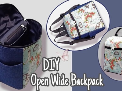 DIY Cara Membuat Tas.Open Wide Backpack Tutorial & Pattern