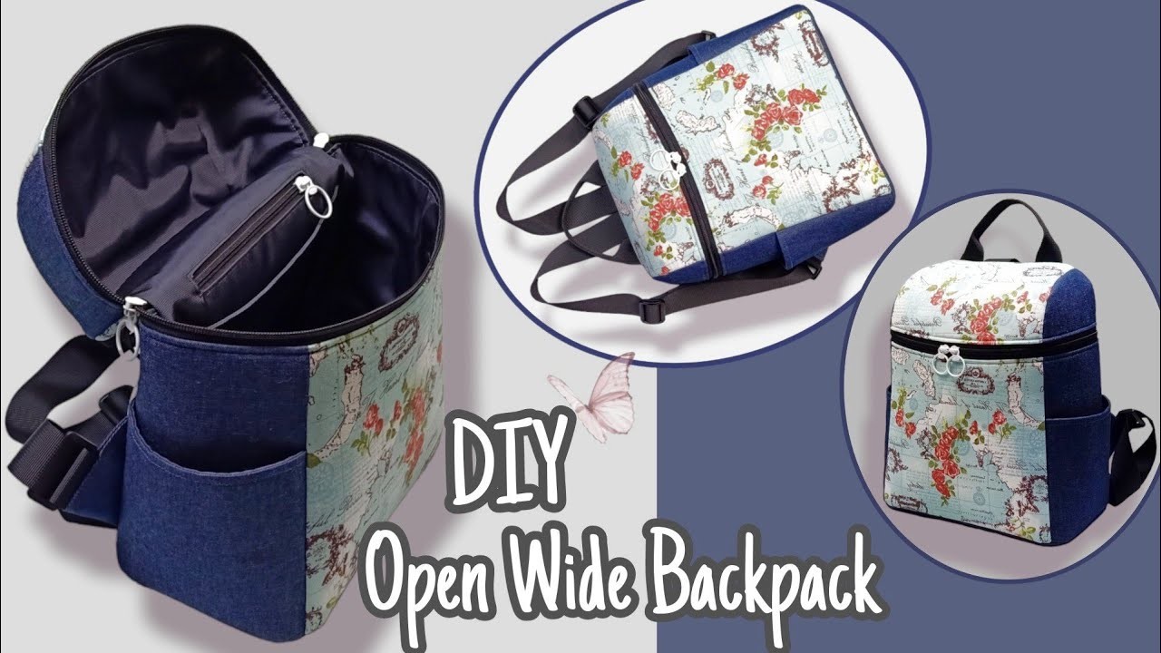 DIY Cara Membuat Tas.Open Wide Backpack Tutorial & Pattern