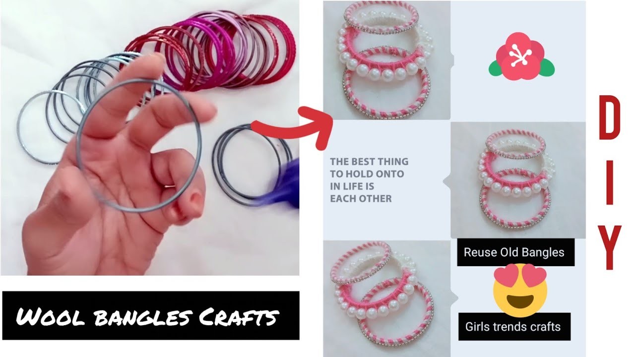 DIY-????How to make "Reuse Old Bangles" to New Bangles with wool| Easy Bangles making crafts with wool|