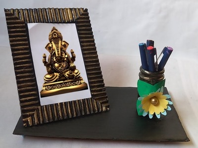 DIY Photo Frame And Pen Stand With Cardboard????।। Pen Holder Photo Frame।। Handmade Crafts For Gift।।