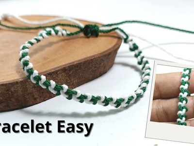 Gelang dari Benang | How to Make Macrame Bracelet Using Half Hitch Knot | Macrame Bracelet Tutorial