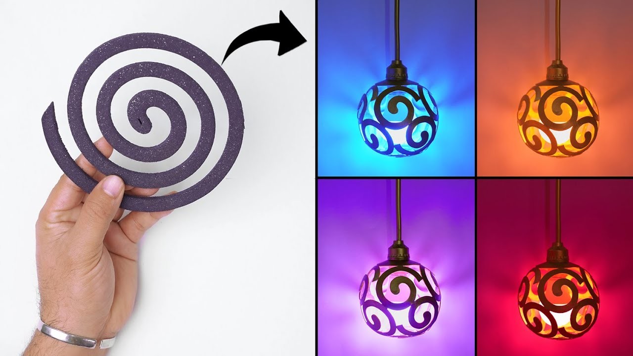 Hanging lamp making with Mosquito coil || Home Decor Idea -  Lighting lamp