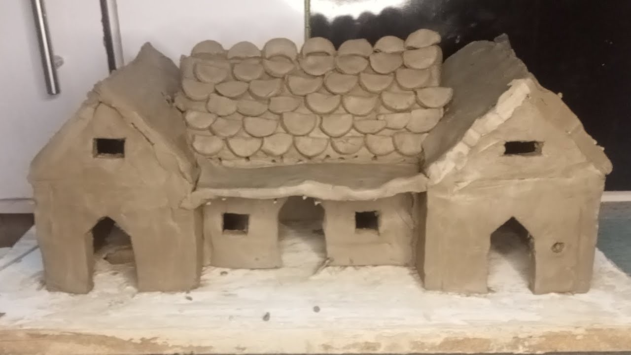 Home handmade clay art diy miniature village house design