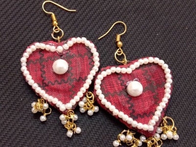 How to make Fabric Earrings Heart Shape ????????  #diy#best