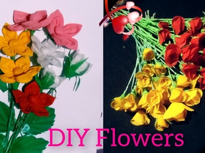 How To Make Flowers with Plastic Carry Bag.2 DIY Projects. Shopping Bag Craft ideas