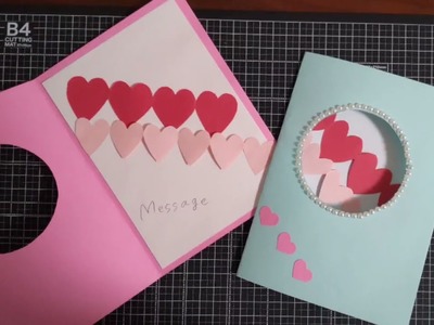 How to make greeting card.line of hearts.easy DIY