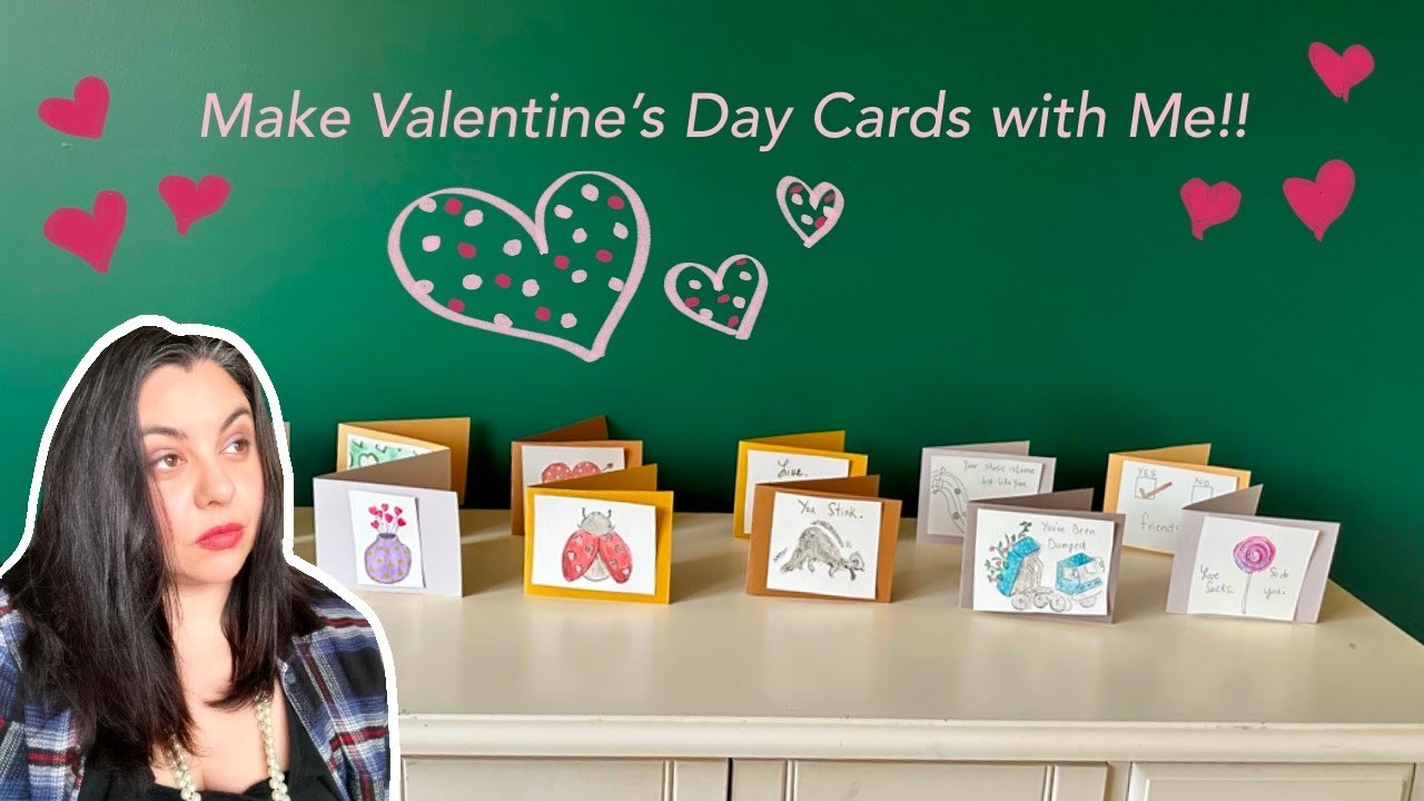 How to Make Valentine's Day Cards from Scratch~Using Watercolor and Ink~Anti-Valentine Card Ideas