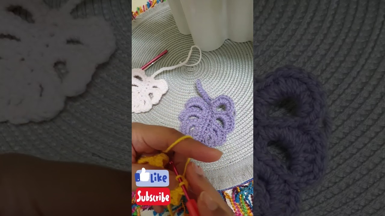 Monstera leaves crochet ???? #crochê #crochettutorial #youtubeshorts #tapete #shortsindia #shorts