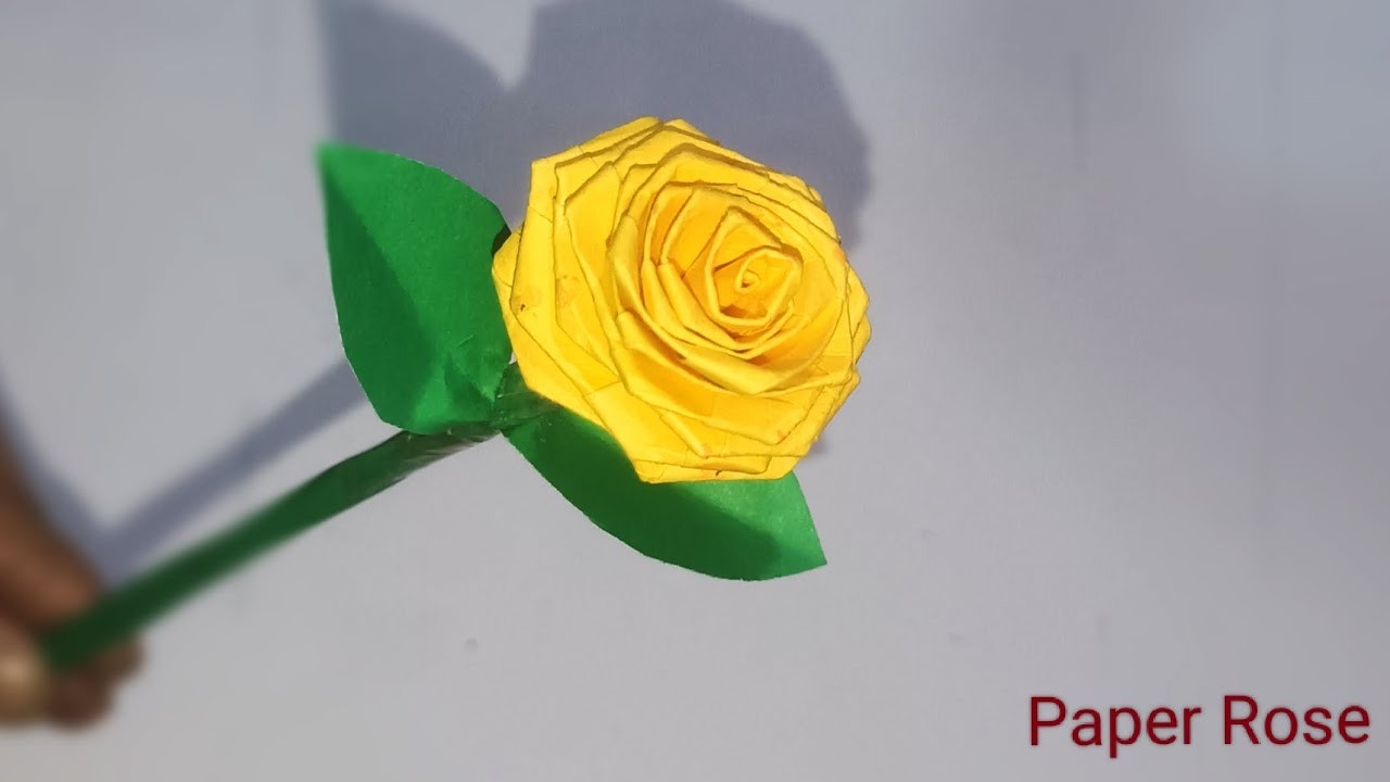 Paper Rose making ||how to make paper Rose || yellow paper Rose handmade || room decoration rose ||