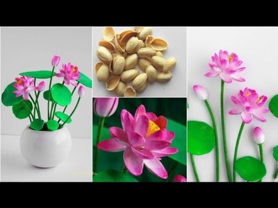 Pista Shells Lotus Flowers |  Easy Pista Shells Crafts |Home decorating ideas |@Muhsinafayas