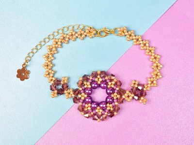 Purple Crystal Beaded Bracelet Tutorial - How to Make Crystal Bracelet