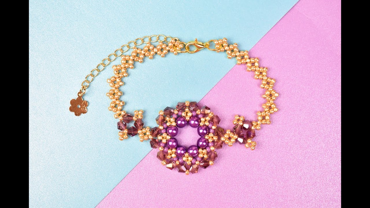 Purple Crystal Beaded Bracelet Tutorial - How to Make Crystal Bracelet