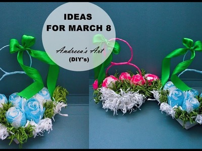 Simple & Easy Paper Flowers arrangement idea  GIFT FOR MOM on March 8   DIY  Gifts for March 8