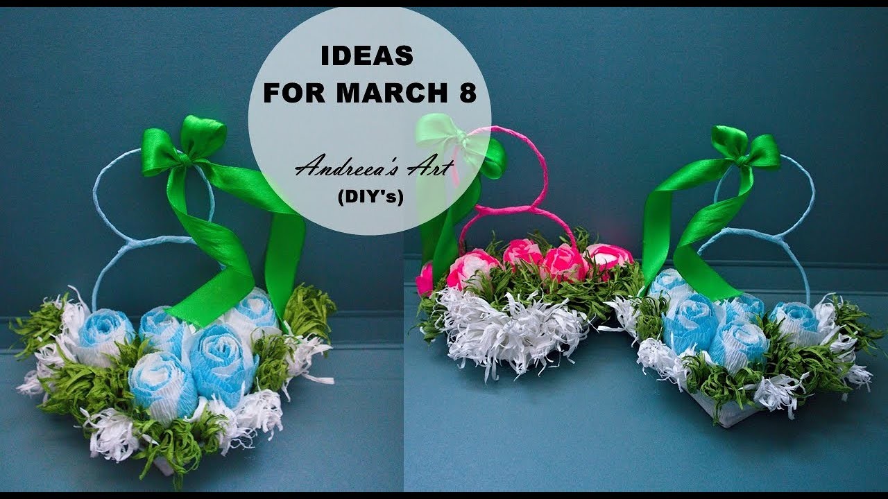 Simple & Easy Paper Flowers arrangement idea  GIFT FOR MOM on March 8   DIY  Gifts for March 8