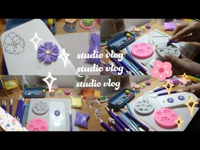 - studio vlog ???? DIY air dry clay earrings, How to make clay earrings for beginners like me.