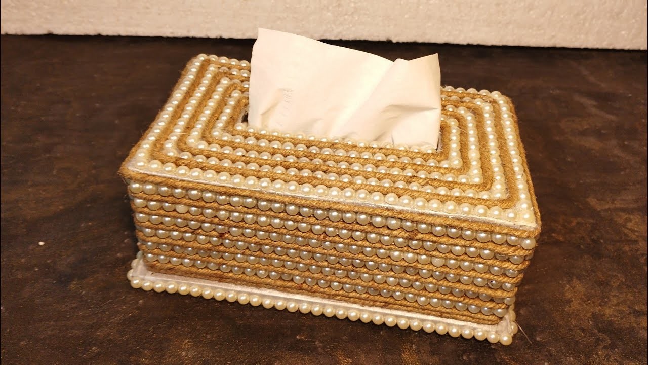 Tissue box with cardboard & jute rope. Diy tissue box. Hamna Nadeem