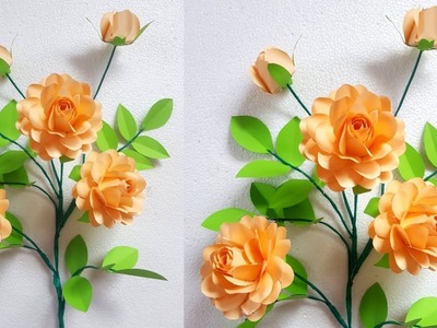 របៀបធ្វើផ្កាក្រដាស់.Handmade Paper Rose - Easy and Beautiful Paper Flower Rose Making - DIY Flowers