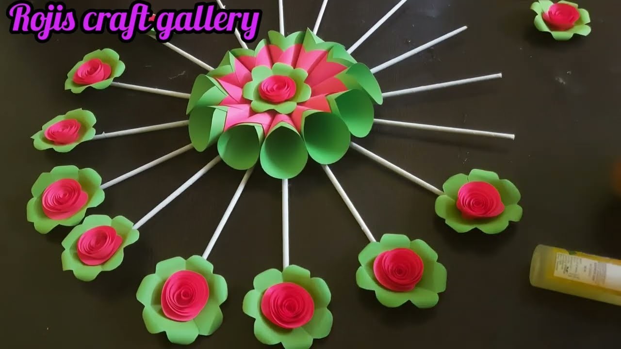 Unique wall hanging idea.easy handmade flowers.beautiful color paper craft.