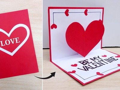 Valentine's Day card. DIY Valentine's day pop up greeting card. How to make valentine's day card